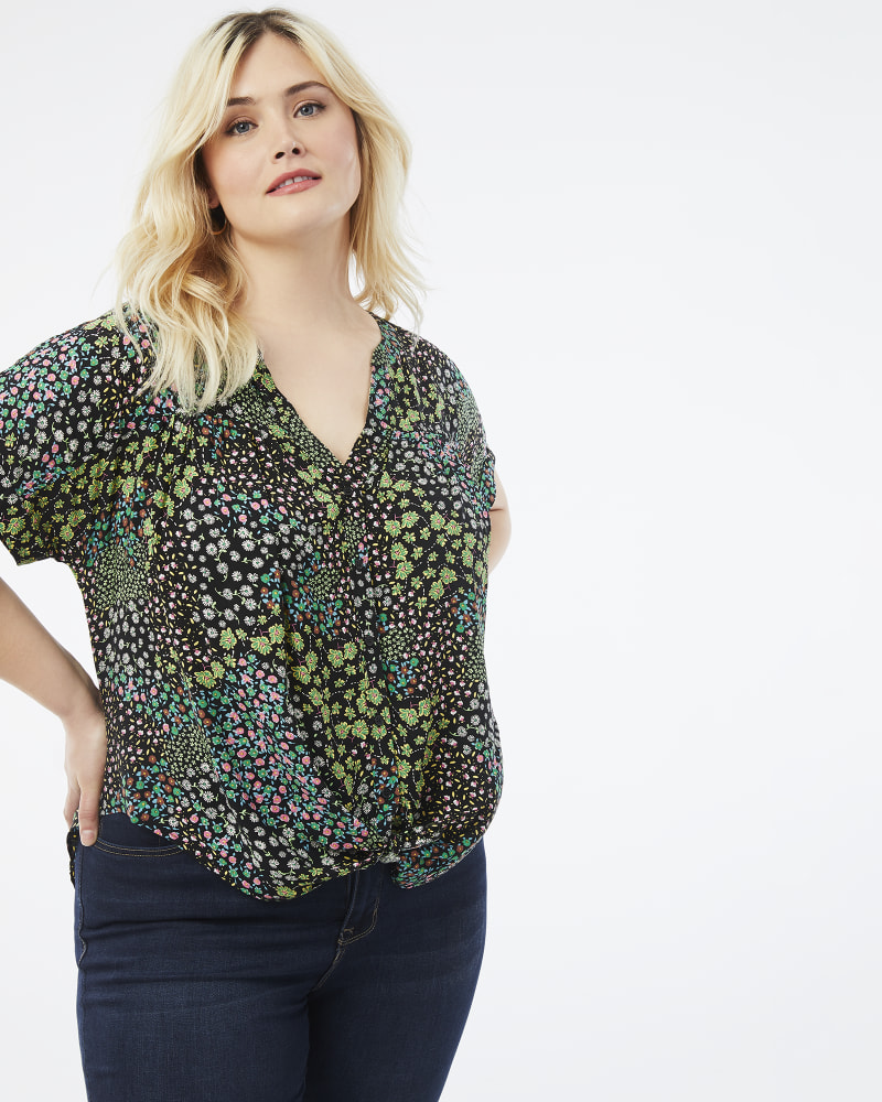 Front of plus size Riley Printed Button-Front Top by Cooper and Ella | Dia&Co | dia_product_style_image_id:158085
